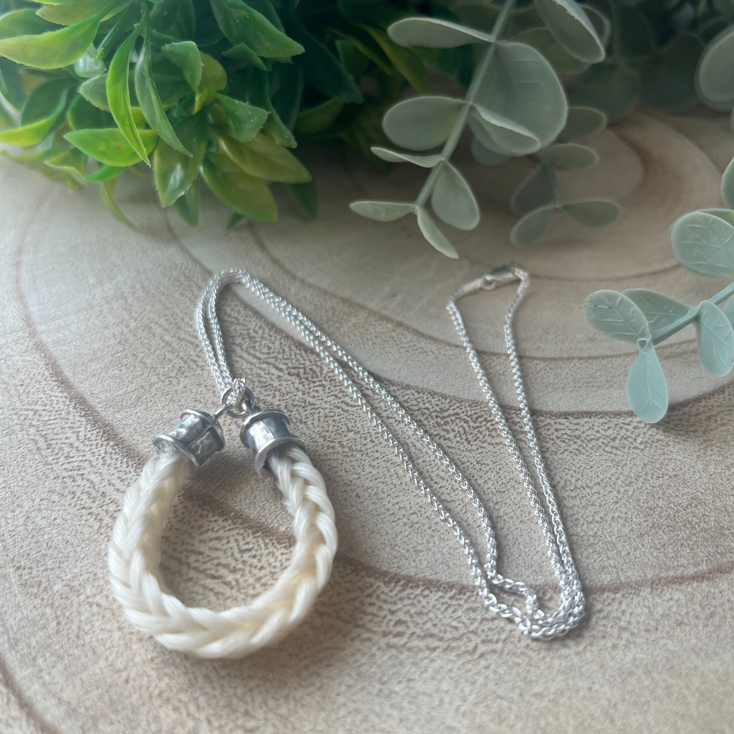 Braided Horse Hair Necklace - Sterling Silver Keepsake
