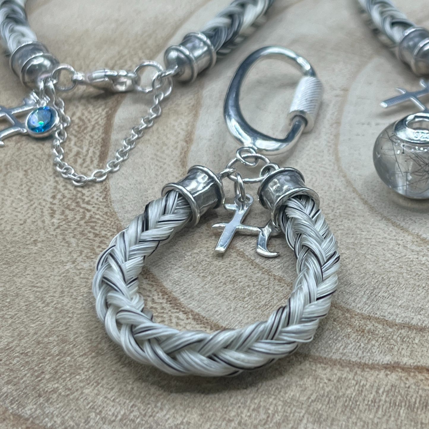 Braided Horse Hair Keychain - Sterling Silver Equestrian Keepsake