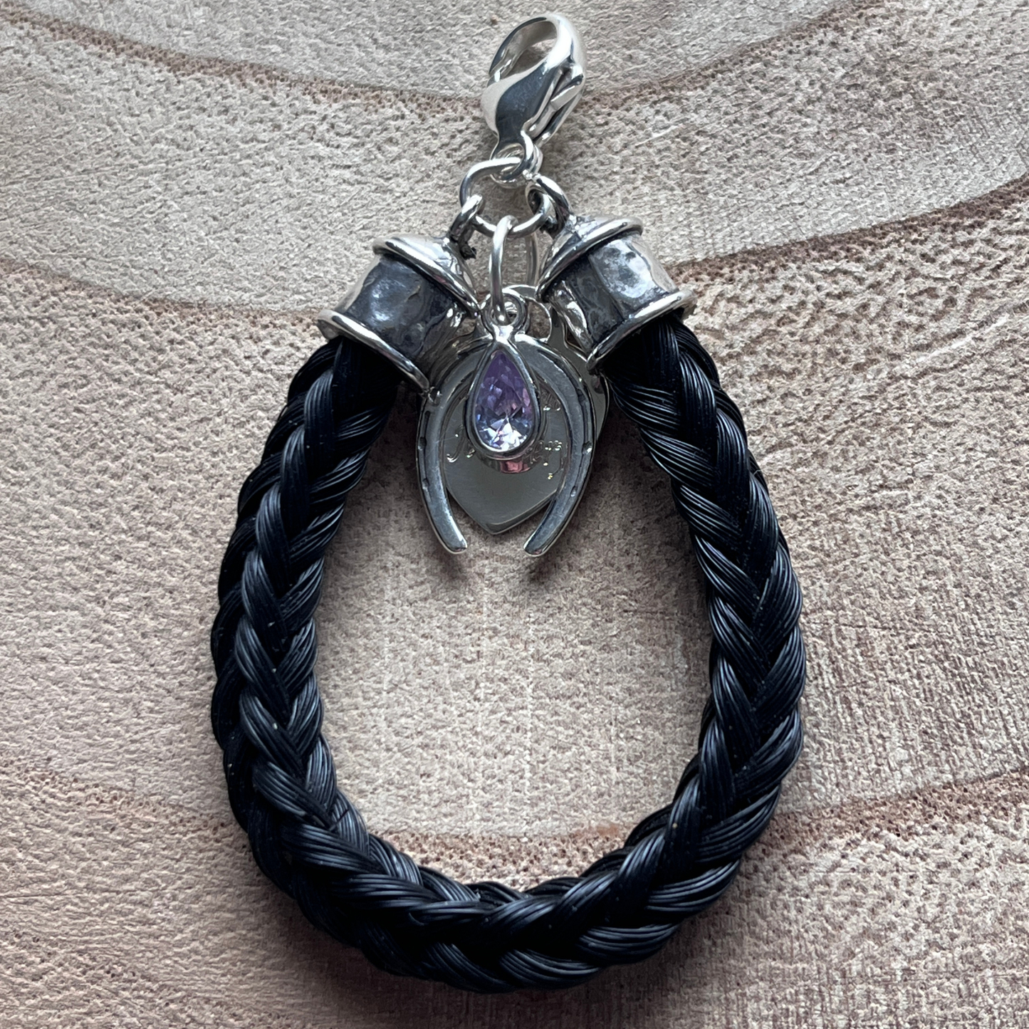 Black braid keychain with charms